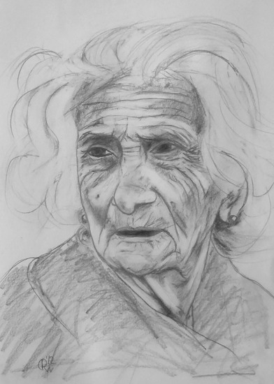 Old woman with white hair