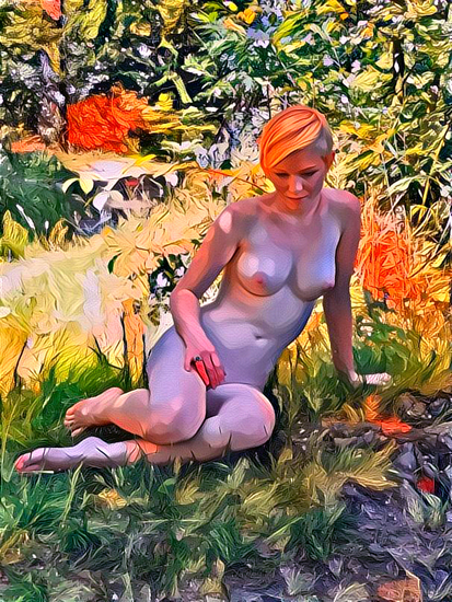Sophia sitting in a forrest