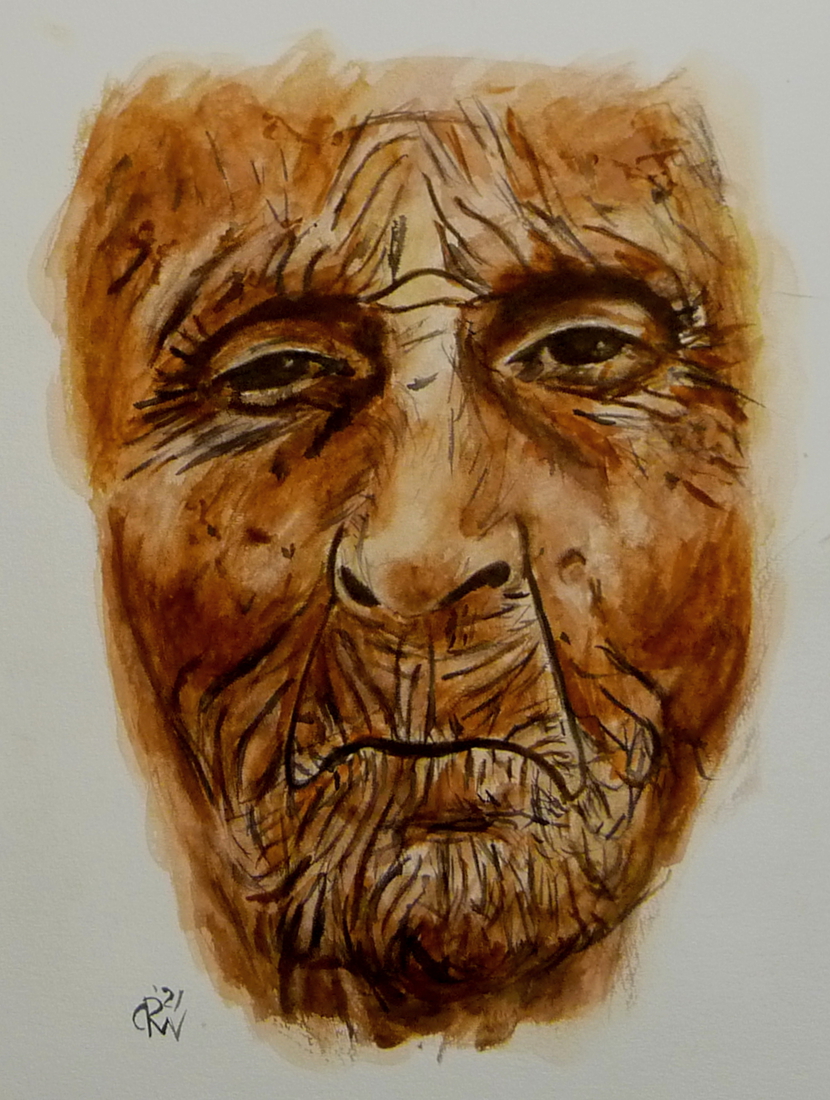 Old, wrinkled woman