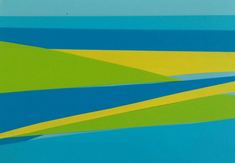 Landschap in blauw en geel