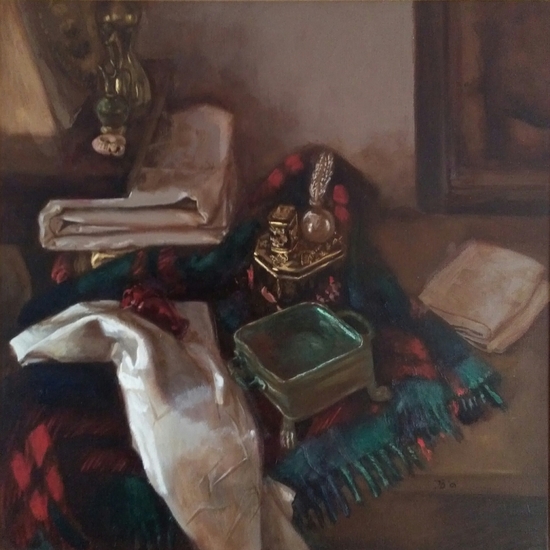 Stilleven met wollen plaid