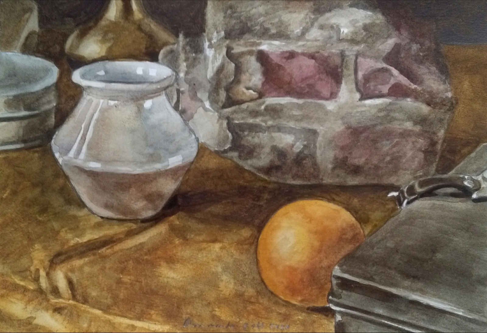 Stilleven met wit vaasje