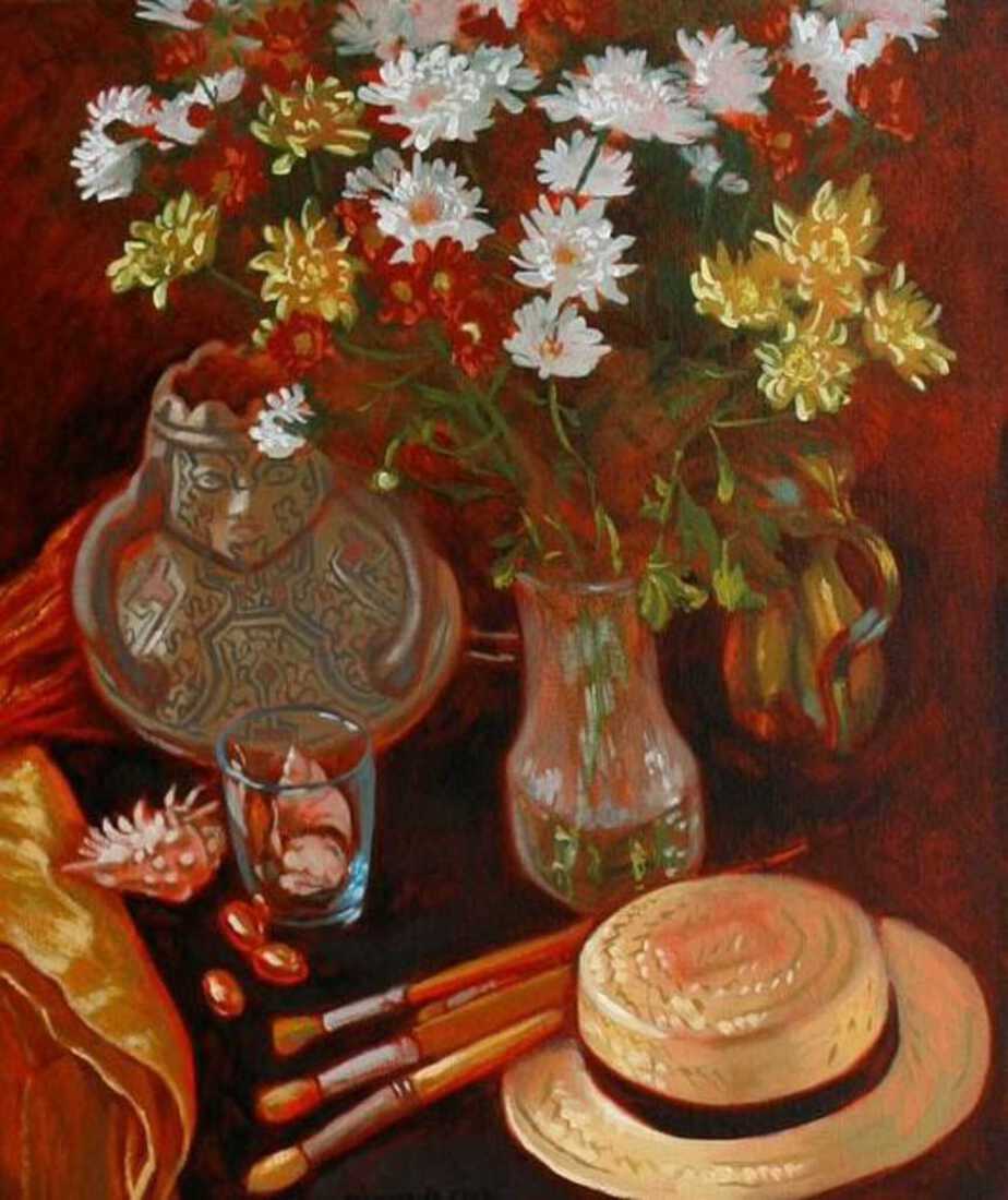 Stilleven met precolumbiaanse kruik