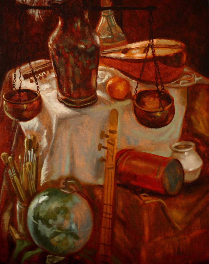 Stilleven met weegschaal