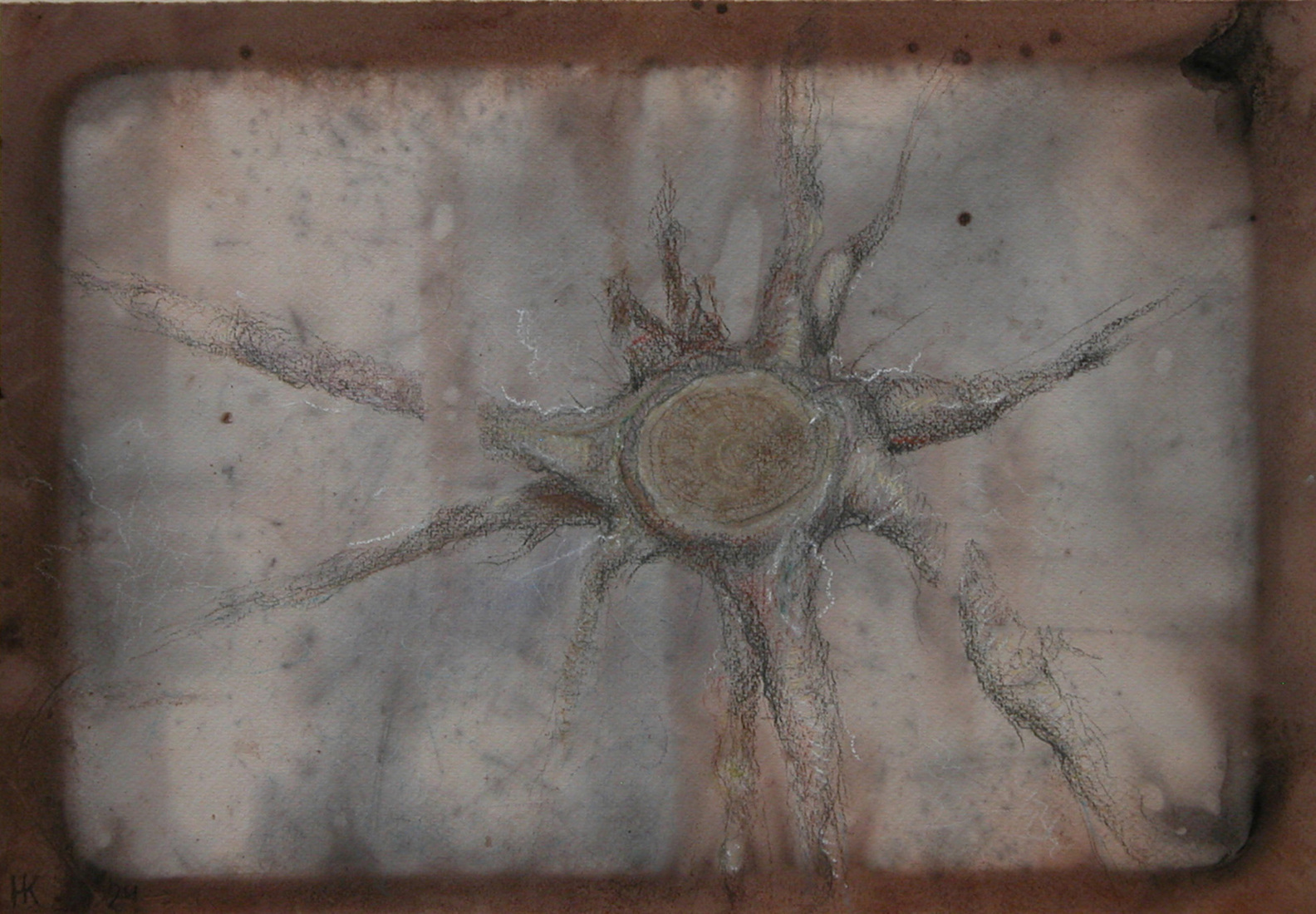 Boomstronk op laurierpapier