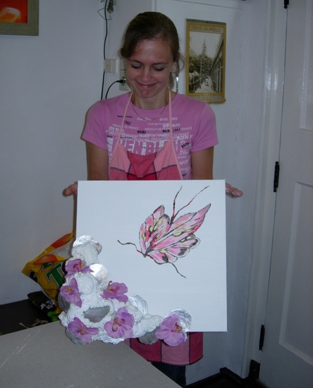 Kinderschilderij met vlinder