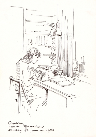 Caroline aan het werk