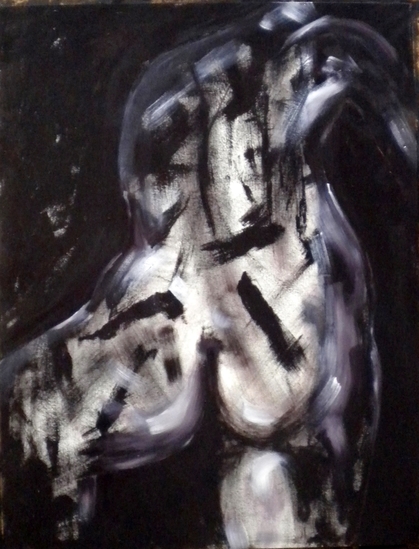 Vrouw tegen zwarte achtergrond (2)