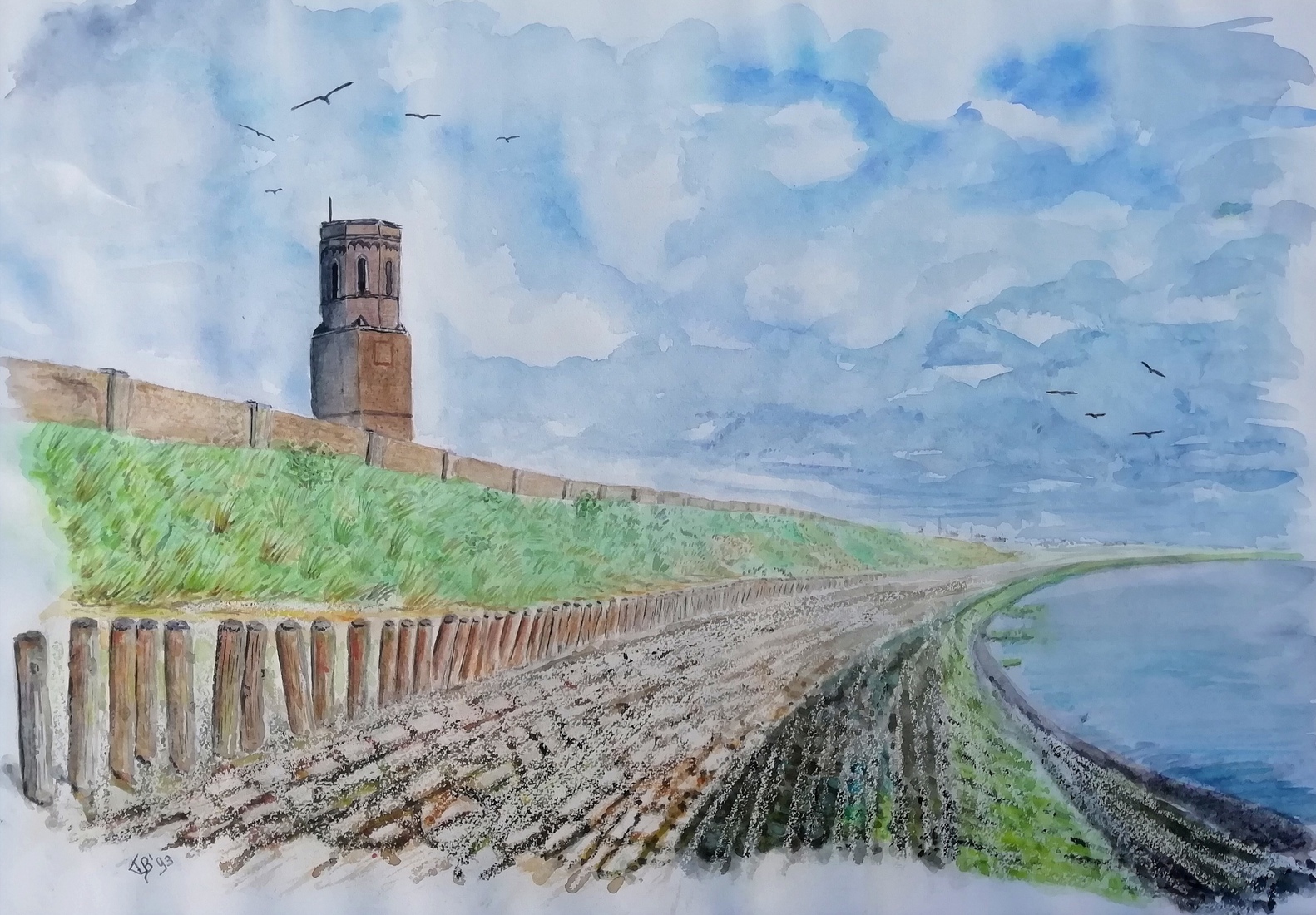 De dijk bij de Stompe Toren