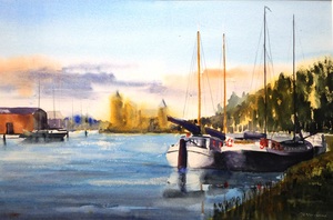 aquarellen van havengezichten, zeeschappen en schepen uit binnen- en buitenland, onder andere Amsterdam, plein air en in de studio geschilderd