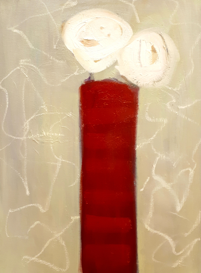 Bloemen in rode vaas 