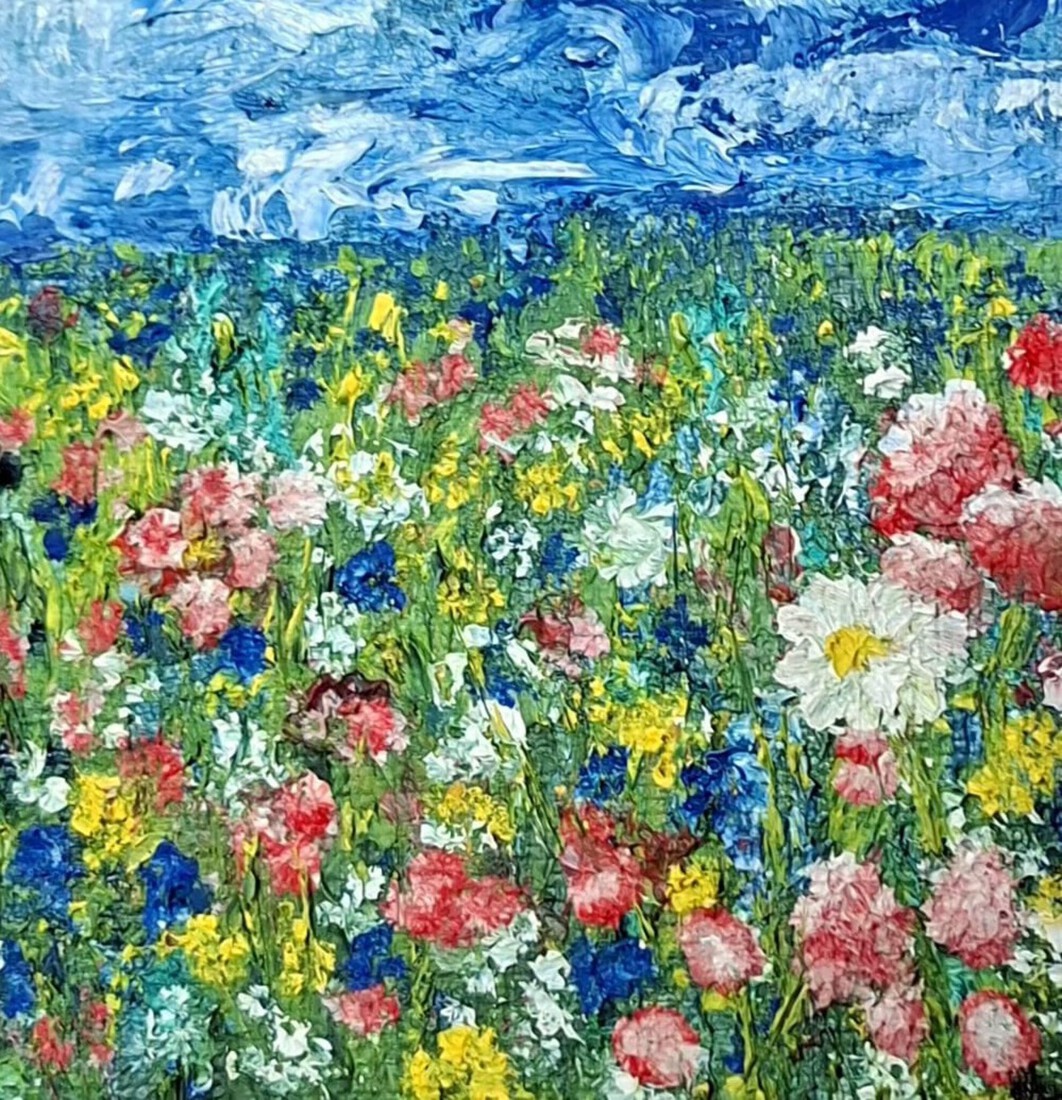 Bloemenpracht tot aan de horizon onder een dansende zomerhemel