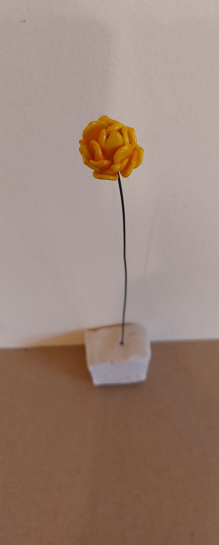 mais gele dahlia van glas