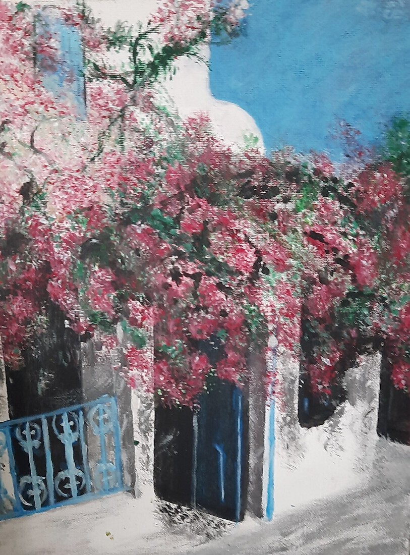 Huis met bougainville