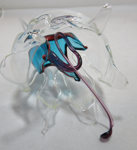 Ik probeer met het kwetsbare glas zachte glas samengestelde vormen te creëren. Zo maak bijvoorbeeld een mier. Deze bestaat uit verschillende onderdelen van glas die in elkaar passen en op verschillende manieren is neer te zetten. Ook maak ik verschillende bloemen van glas met aparte vormen.