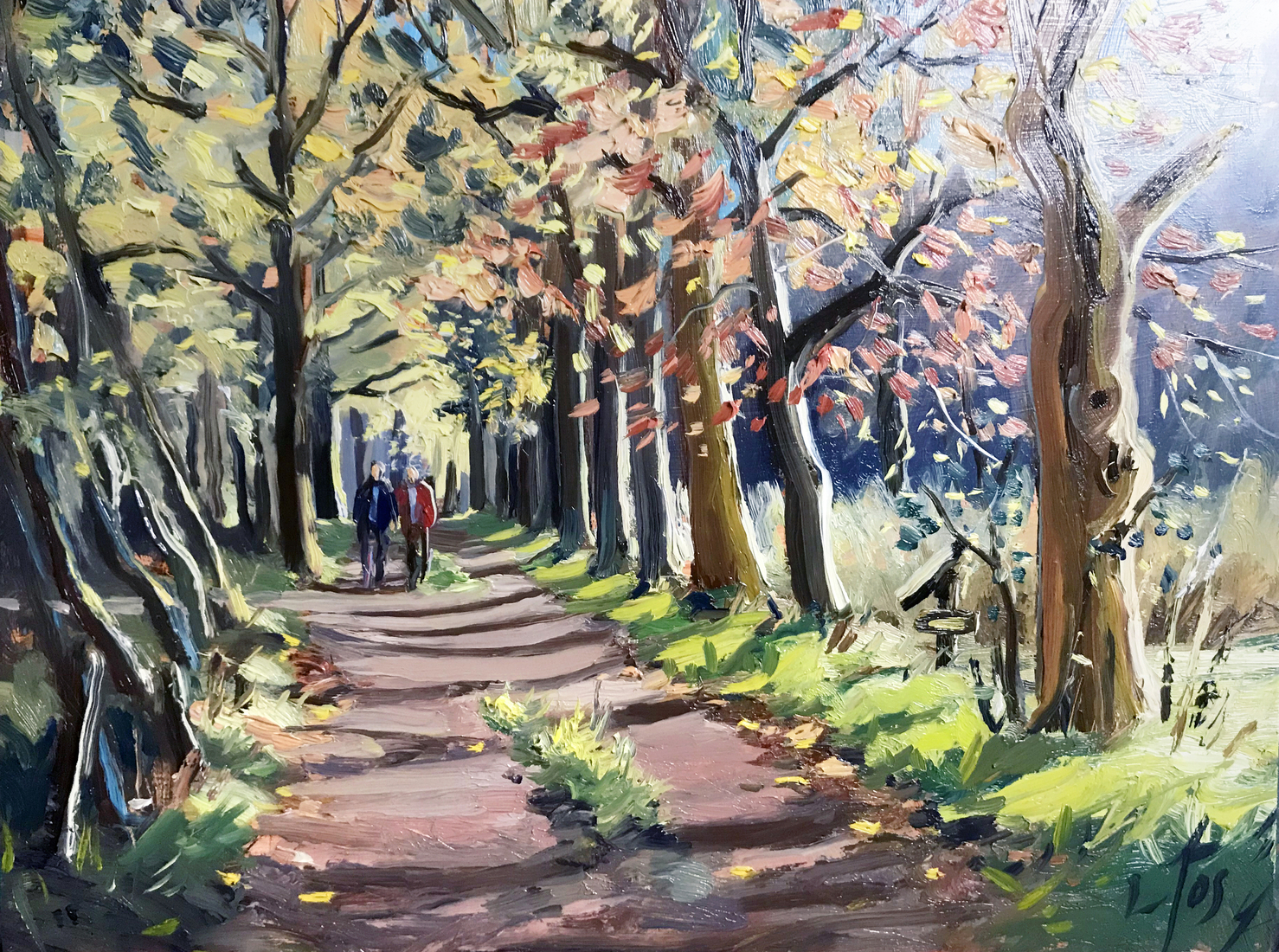 boswandeling Buisse Heide in olieverf