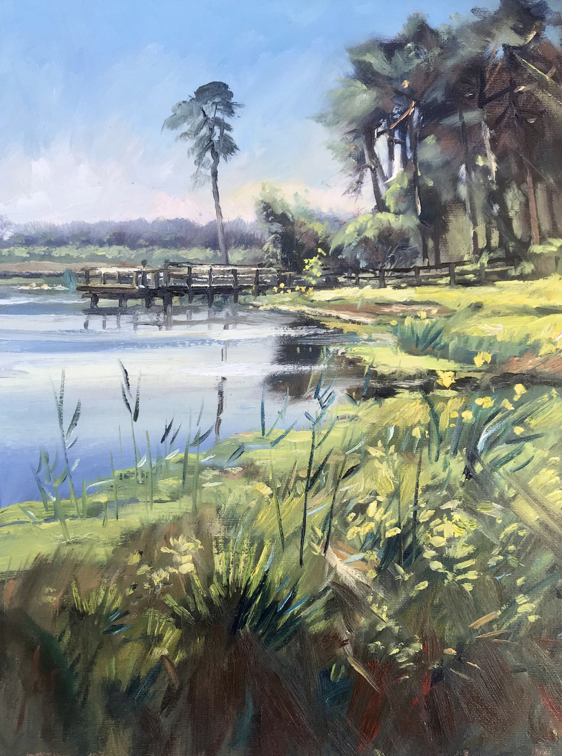 Rozenven in de ochtend in olieverf