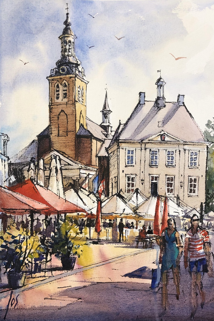 Markt Roosendaal line & wash