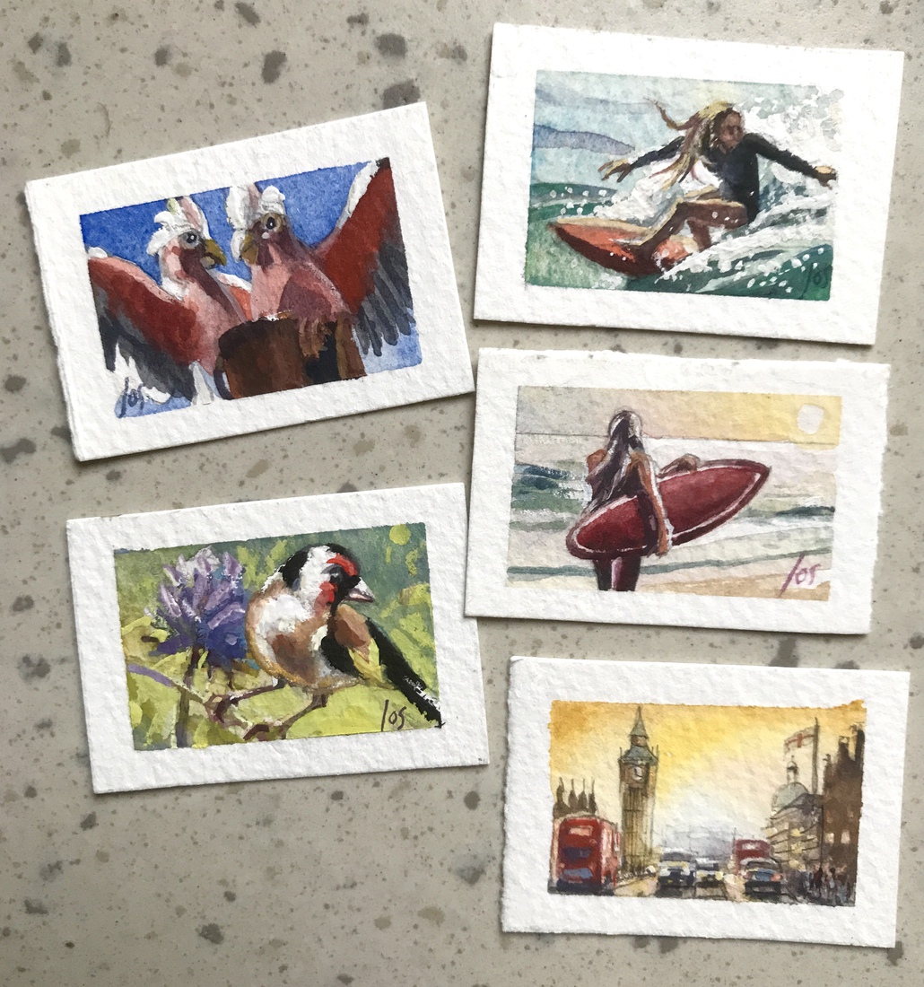 028 miniatuurschilderijtjes 2 x 3 cm