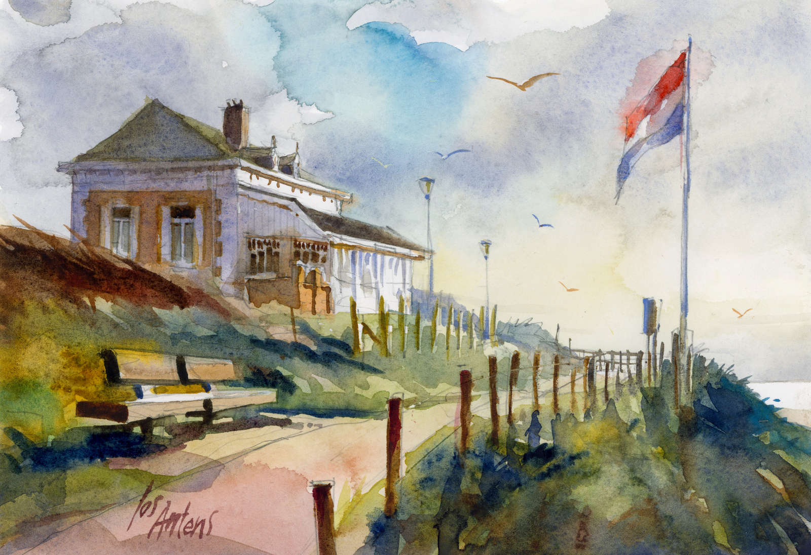 Domburg in aquarel