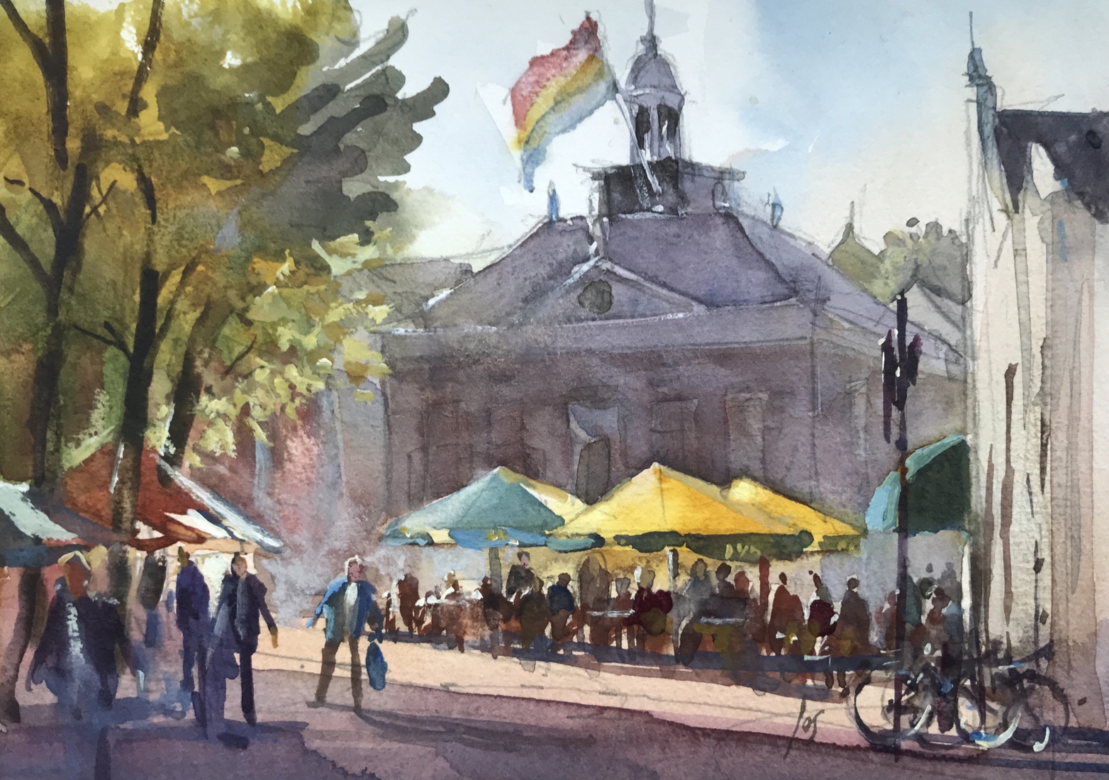 aquarelletje Markt Vlaardingen