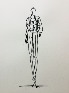 Mode illustratie in pen en inkt, zwart wit of met kleur.