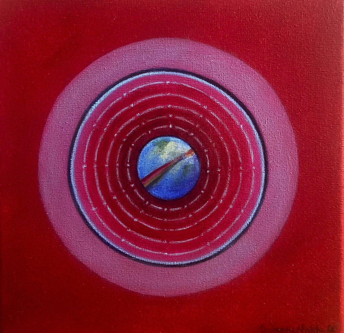 Trompe l'Oeuil met regenboog