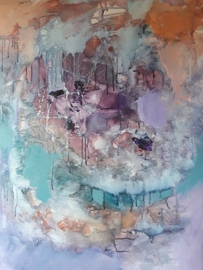 Schilderij in pasteltinten.