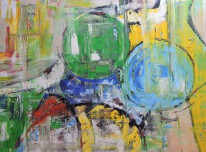 olieverf acryl naakt groen 80 x 120 cm op linnen