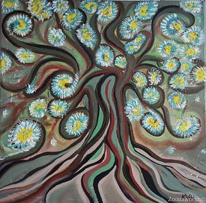 Fantasierijke werken met acryl en olieverf op canvas