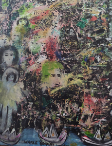 Kleurrijke schilderijen die energie uitstralen met de boodschap dat het belangrijk is altijd optimistisch te zijn en je moet vechten om je doel te bereiken  