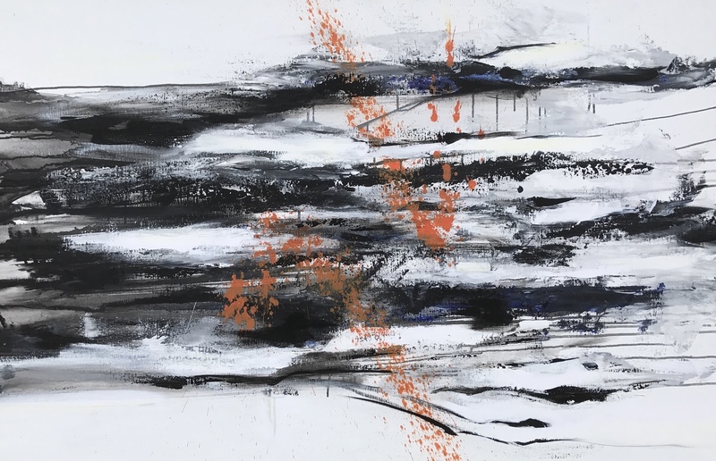 Landschap met rode streep