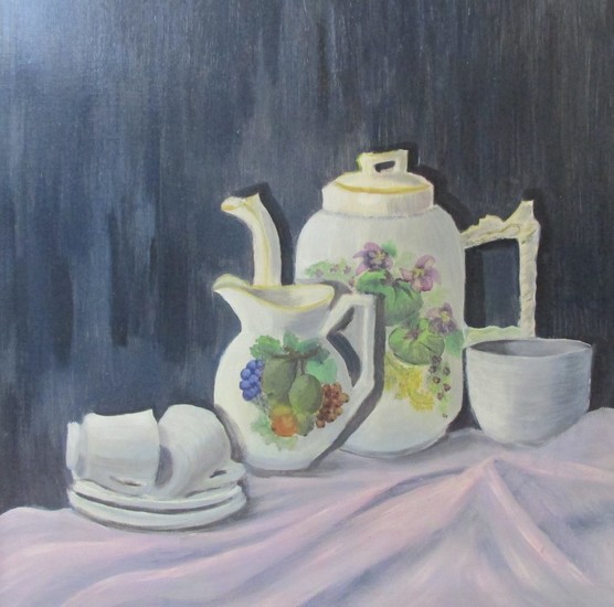 stilleven met serviesgoed