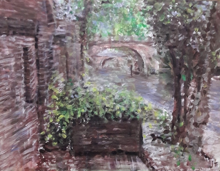 zicht op oude gracht Utrecht