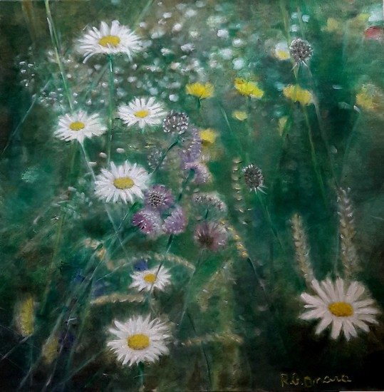 vliegende bloemen (classic verf uit pigment medium en olie)