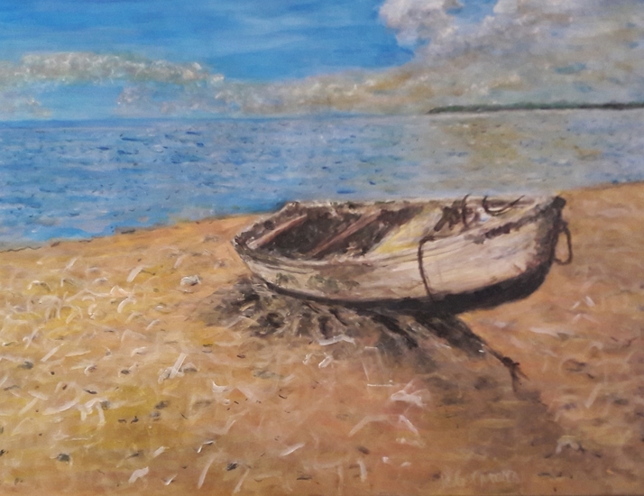 een boot aan het strand