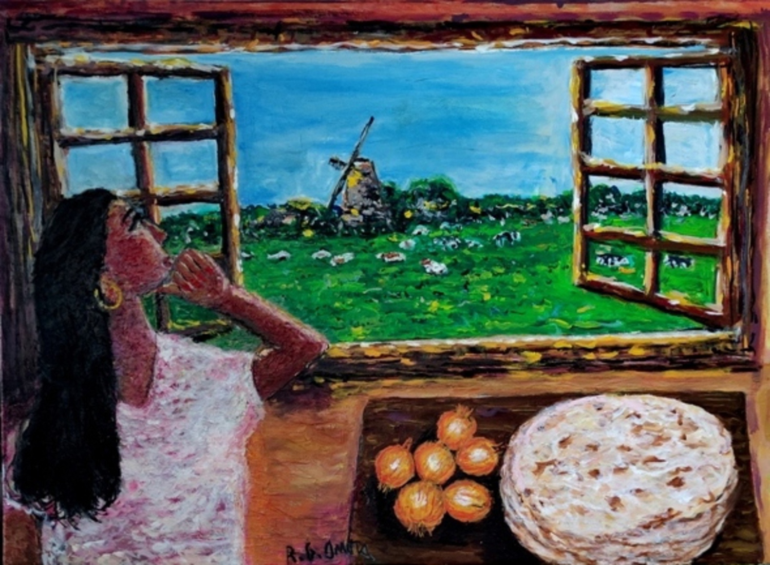 Wie komt (het hoofd schilderij voor de expositie Heimee sep 2022)