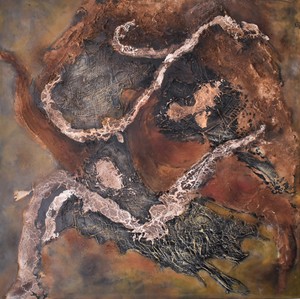 Abstracte schilderijen, in acryl of olieverf.