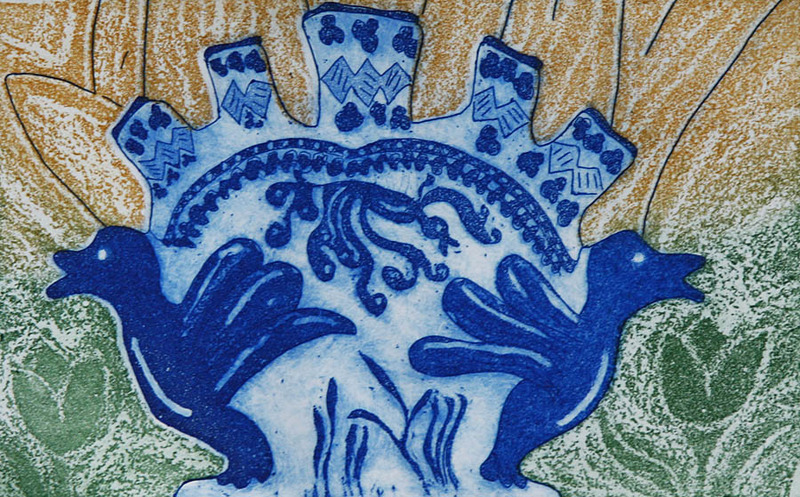 Tulpenvaas met vogels