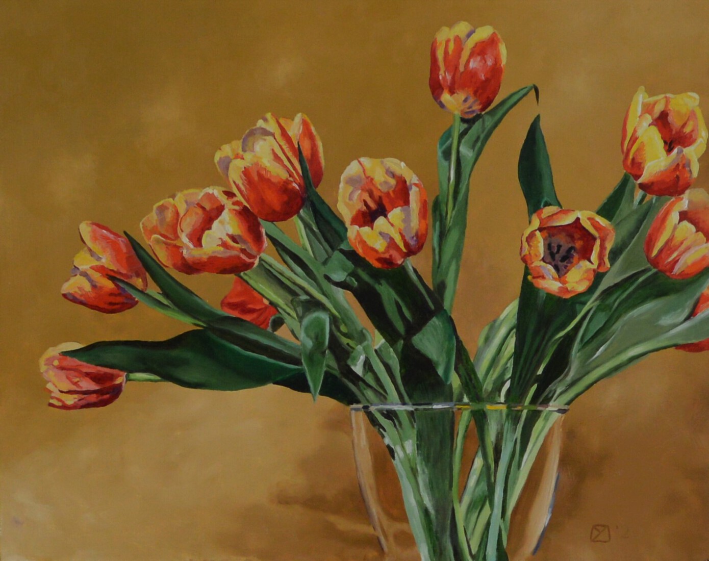 bloemstilleven tegen beige achtergrond