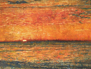 Fietstochten langs de Mark en de Strijbeekse vennen bieden eindeloos veel inspiratie. De uitgestrektheid van het landschap, de kronkelende rivier, de weerspiegeling in het water; het raakt haar zo, dat ze dit wel op het doek moet zetten! Eerst vrij realistisch geschilderd, maar langzaam van vorm en kleur veranderend. Later aangevuld met Arabische badhuizen in Andalusië 