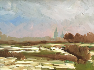 landschappen plein air geschilderd acryl op paneel 80X60 cm