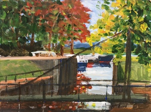 Landschappen veelal in de Achterhoek plein air acryl op paneel 30x40 cm