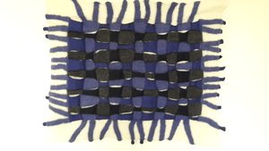 Wandpanelen gemaakt van vilt, met eventueel andere materialen die daarin verwerkt zijn.