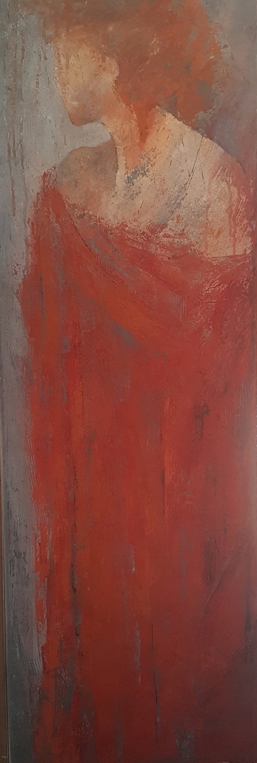 Vage vrouw in het rood