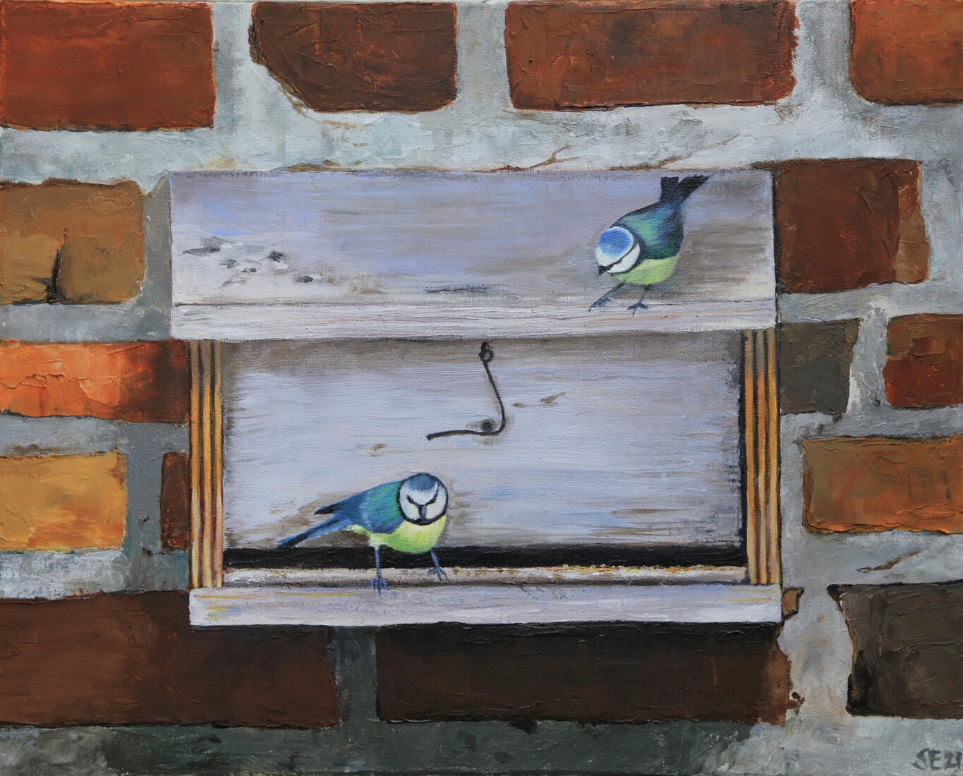 voederbak met pimpelmees