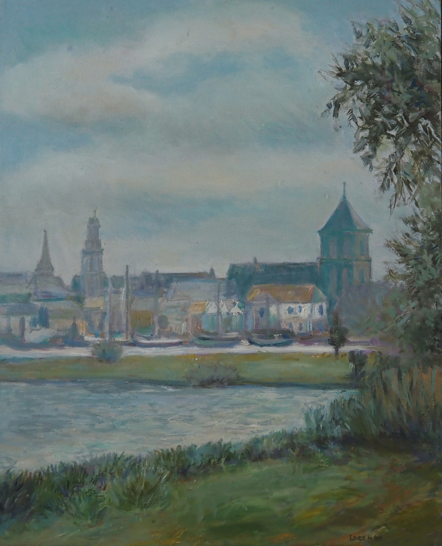 Zicht op Kampen in de winter