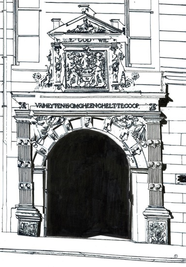 Historic gate in the church street at Leerdam