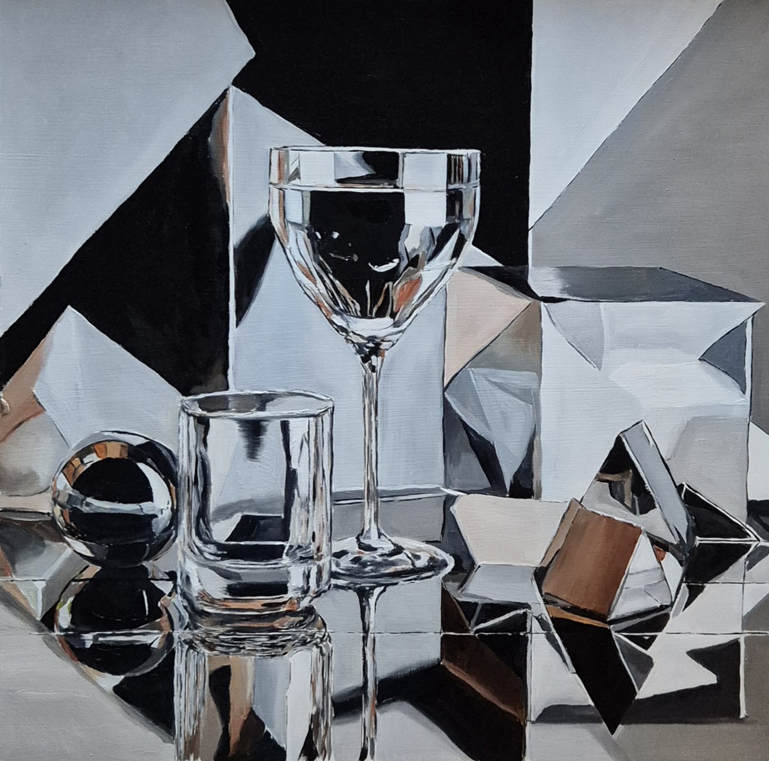 Glas zilver en spiegels