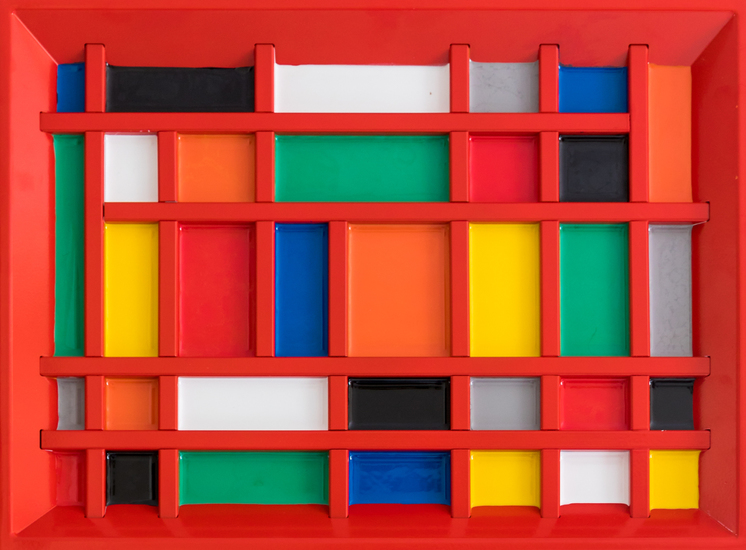 Vakjes Schilderij rood 20190016